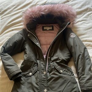 Micheal Kors MK Girls Puffer Jacket size 10-12 yrs Pink and Green Puffer💗💚